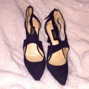 Jones New York Navy Suede Pumps w/ Ankle Staps